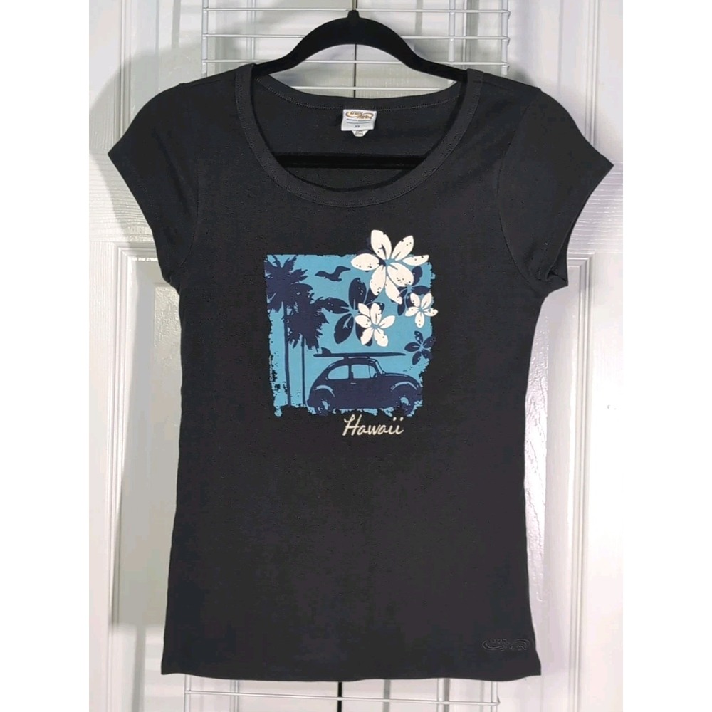 VTG RARE PRINT Crazy Shirts Hawaii VW Beetle Surf Board Women's XS Tee Shirt